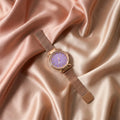 Elegant Rose Gold Mesh Strap Analog Wrist Watch For Women (1 Pc)
