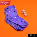 1pair Socks Printed Trendy Multiple Designer Socks (3 Different Size  Mix Design)