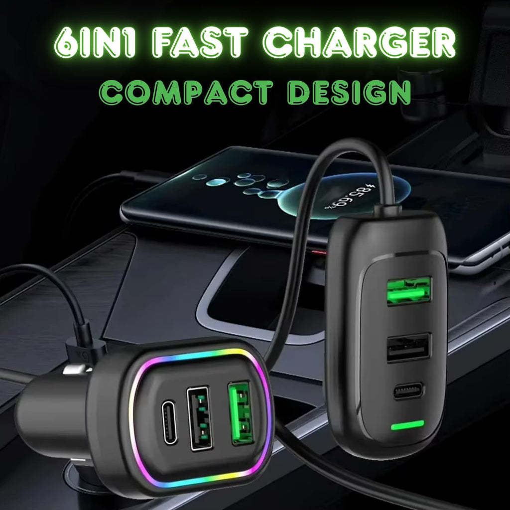 Rgb Breathing Light Multi Port Car Usb Charger (1 Set 1.5m)